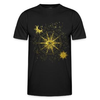 Tous voyant l’œil Symbole spirituel Lune Soleil - T-shirt sport Homme - noir - Devant - AI Model Male 178 dark (178cm)