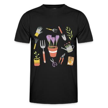Équipement de jardinier Tenue de jardin Outil de jardin - T-shirt sport Homme - noir - Devant - AI Model Male 178 dark (178cm)