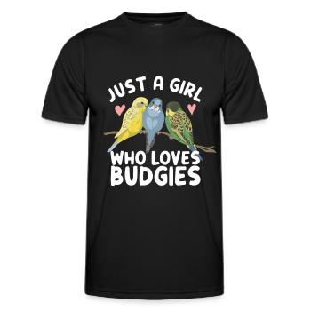 just a girl who loves budgies budgies budgie saying - Men's Functional T-Shirt - black - Front - AI Model Male 178 dark (178cm)
