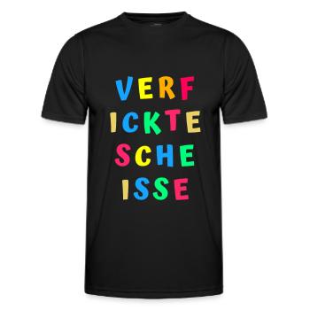 Beleidigung scheiße vulgär gemein lustig humor - Männer Funktions-T-Shirt - Schwarz - Vorne - AI Model Male 178 dark (178cm)