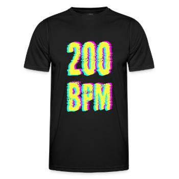 techno rave bpm dj festival electro hardstyle - Men's Functional T-Shirt - black - Front - AI Model Male 178 dark (178cm)