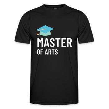 Master of Arts degree study uni thesis - Men's Functional T-Shirt - black - Front - AI Model Male 178 dark (178cm)