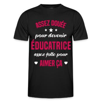 Assez douée pour devenir éducatrice assez folle - T-shirt sport Homme - noir - Devant - AI Model Male 178 dark (178cm)