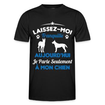 Aujourd'hui Je parle Seulement a Mon Chien - T-shirt sport Homme - noir - Devant - AI Model Male 178 dark (178cm)