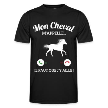 Mon Cheval M'appelle Il Faut Que J'y Aille - T-shirt sport Homme - noir - Devant - AI Model Male 178 dark (178cm)