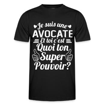 Je suis une Avocate c'est mon super pouvoir - T-shirt sport Homme - noir - Devant - AI Model Male 178 dark (178cm)