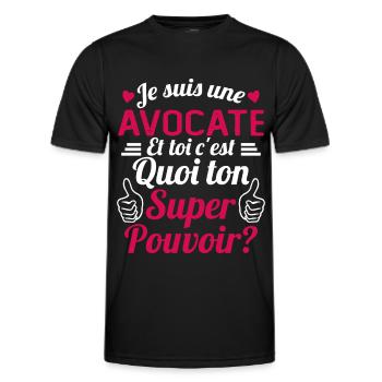 Je suis une Avocate c'est mon super pouvoir - T-shirt sport Homme - noir - Devant - AI Model Male 178 dark (178cm)