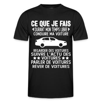 Ce Que Je Fais Pendant Mon Temps Libre Voiture - T-shirt sport Homme - noir - Devant - AI Model Male 178 dark (178cm)