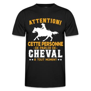 Cette Personne Risque Parler De Cheval Tout Moment - T-shirt sport Homme - noir - Devant - AI Model Male 178 dark (178cm)