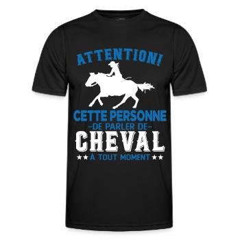 Cette Personne Risque Parler De Cheval Tout Moment - T-shirt sport Homme - noir - Devant - AI Model Male 178 dark (178cm)