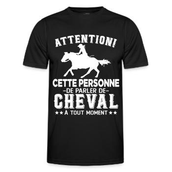 Cette Personne Risque Parler De Cheval Tout Moment - T-shirt sport Homme - noir - Devant - AI Model Male 178 dark (178cm)