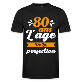 80 Ans Anniversaire 80 ans l'age de la perfection - T-shirt sport Homme - noir - Devant - AI Model Male 178 dark (178cm)