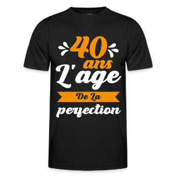40 ans Anniversaire 40 ans l'age de la perfection - T-shirt sport Homme - noir - Devant - AI Model Male 178 dark (178cm)