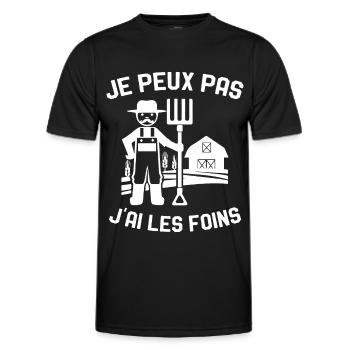 Je Peux Pas J'ai Les Foins Cadeau Agriculteur - T-shirt sport Homme - noir - Devant - AI Model Male 178 dark (178cm)
