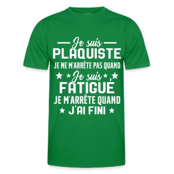 Plaquiste Pas Fatigué Idée Cadeau Plâtrier Humour - T-shirt sport Homme - vert - Devant - AI Model Male 178 dark (178cm)