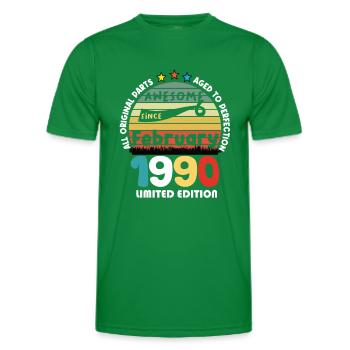 34 Jahre alt Baujahr 1990 Jahrgang Februar 1990 - Männer Funktions-T-Shirt - Kelly Green - Vorne - AI Model Male 178 dark (178cm)