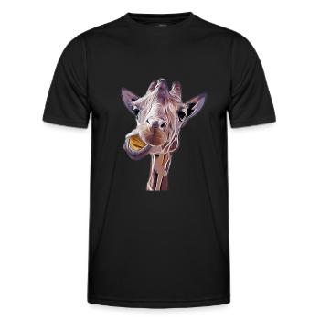 Girafe drôle dans le zoo - T-shirt sport Homme - noir - Devant - AI Model Male 178 dark (178cm)