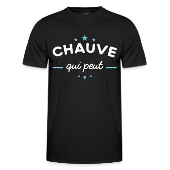 Chauve, idée cadeau humour cheveux calvitie - T-shirt sport Homme - noir - Devant - AI Model Male 178 dark (178cm)