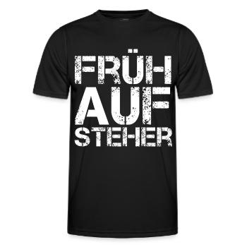 Frühaufsteher - Männer Funktions-T-Shirt - Schwarz - Vorne - AI Model Male 178 dark (178cm)