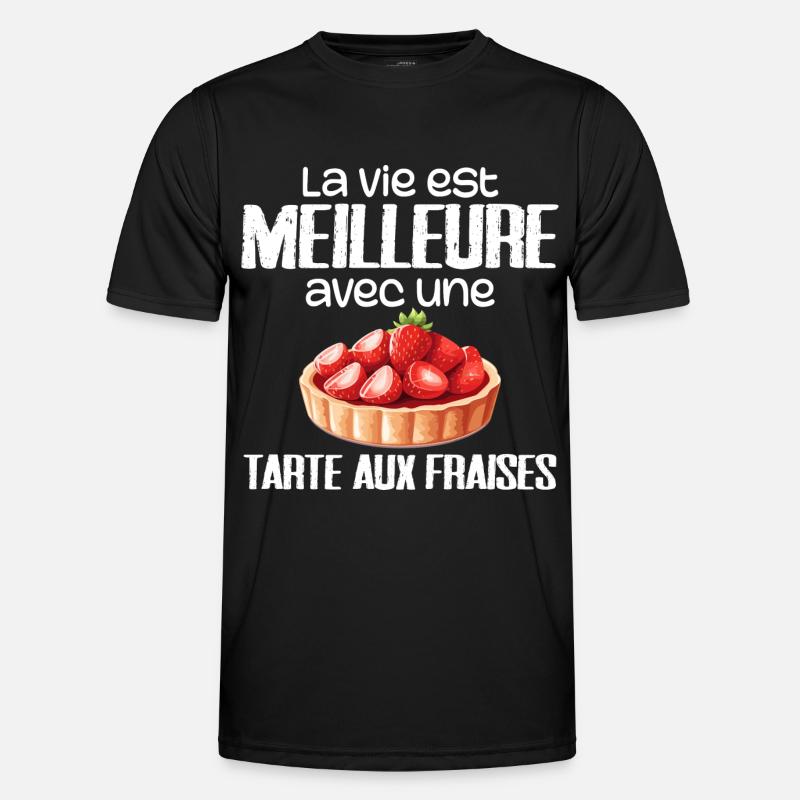 Erdbeerkuchen - Männer Funktions-T-Shirt - Schwarz