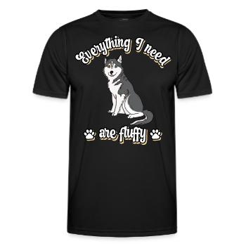 Everything I need are fluffy süßes Hunde Grey - Männer Funktions-T-Shirt - Schwarz - Vorne - AI Model Male 178 dark (178cm)
