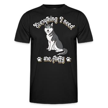 Everything I need are fluffy süßes Hunde Grey - Männer Funktions-T-Shirt - Schwarz - Vorne - AI Model Male 178 dark (178cm)
