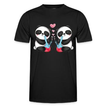 Verliebte Panda Bären rauchen Bong niedliches - Männer Funktions-T-Shirt - Schwarz - Vorne - AI Model Male 178 dark (178cm)