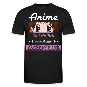 Anime ist kein Tick ist eine Lebenseinstellung - Männer Funktions-T-Shirt - Schwarz - Vorne - AI Model Male 178 dark (178cm)