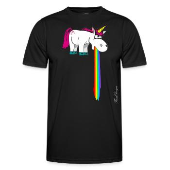 Cute unicorn vomits in the beam rainbow - Men's Functional T-Shirt - black - Front - AI Model Male 178 dark (178cm)