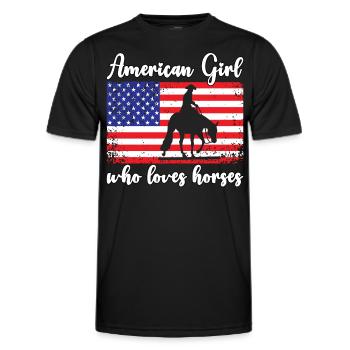 American girl who love horses westernpferd - Männer Funktions-T-Shirt - Schwarz - Vorne - AI Model Male 178 dark (178cm)