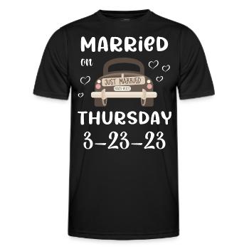 Mariage Amour 23/03/23 Jeudi marié le - T-shirt sport Homme - noir - Devant - AI Model Male 178 dark (178cm)