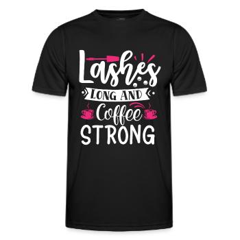 Wimpern lang und Kaffee starke Make-up-Schönheit - Männer Funktions-T-Shirt - Schwarz - Vorne - AI Model Male 178 dark (178cm)