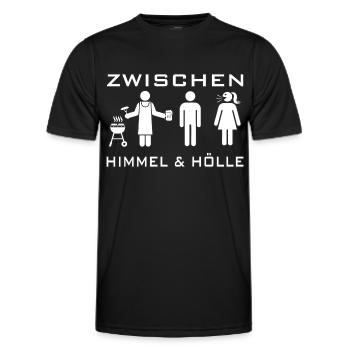 Zwischen Himmel und Hölle - Männer Funktions-T-Shirt - Schwarz - Vorne - AI Model Male 178 dark (178cm)