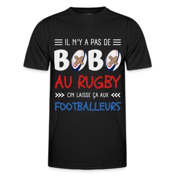 Il N'y A Pas De Bobo Au Rugby Humour Rugbyman - T-shirt sport Homme - noir - Devant - AI Model Male 178 dark (178cm)