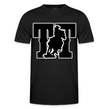 Turniertussi Design mit Westernpferd und Reiterin - Männer Funktions-T-Shirt - Schwarz - Vorne - AI Model Male 178 dark (178cm)