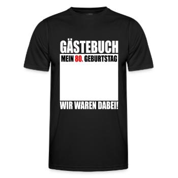 80. Geburtstag Gästebuch 80 Jahre Geschenk - Männer Funktions-T-Shirt - Schwarz - Vorne - AI Model Male 178 dark (178cm)