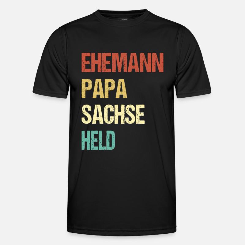 Sachse Papa Ehemann Held - Männer Funktions-T-Shirt - Schwarz