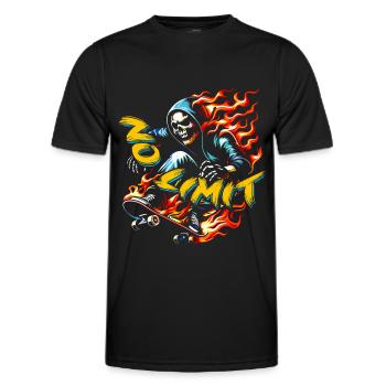 No Limit Skull Skelett auf Skateboard - Männer Funktions-T-Shirt - Schwarz - Vorne - AI Model Male 178 dark (178cm)