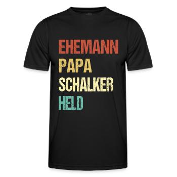 Schalke Ehemann Papa Schalker Held - Männer Funktions-T-Shirt - Schwarz - Vorne - AI Model Male 178 dark (178cm)