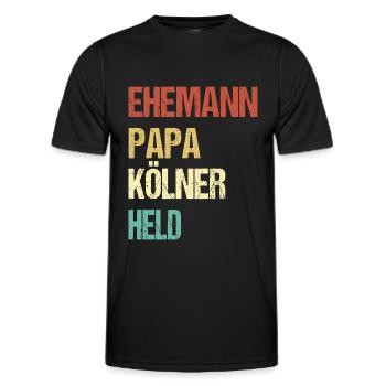 Kölner Papa Ehemann Held - Männer Funktions-T-Shirt - Schwarz - Vorne - AI Model Male 178 dark (178cm)