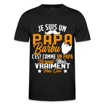 Papa Barbu Humour Cadeau Fête des Pères - T-shirt sport Homme - noir - Devant - AI Model Male 178 dark (178cm)