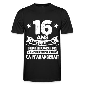 16 ans anniversaire 16 anniversaire cadeau 16 ans - T-shirt sport Homme - noir - Devant - AI Model Male 178 dark (178cm)
