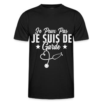 Je Peux Pas Je Suis De Garde Drôle Infirmier - T-shirt sport Homme - noir - Devant - AI Model Male 178 dark (178cm)