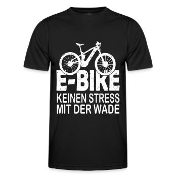 E-Bike Biker Fahrrad Bike Kein Stress Mit Der Wade - Männer Funktions-T-Shirt - Schwarz - Vorne - AI Model Male 178 dark (178cm)