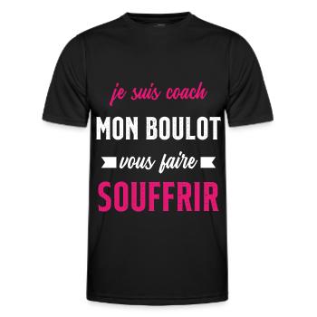 Je suis coach mon boulot vous faire souffrir - T-shirt sport Homme - noir - Devant - AI Model Male 178 dark (178cm)