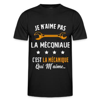 C'est la Mécanique Qui M'aime Cadeau Humour - T-shirt sport Homme - noir - Devant - AI Model Male 178 dark (178cm)