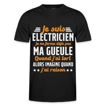 Electricien humour qui ne ferme pas sa gueule - T-shirt sport Homme - noir - Devant - AI Model Male 178 dark (178cm)