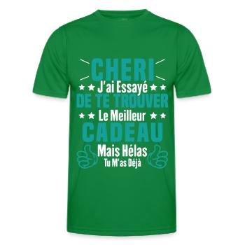 Chéri Saint Valentin Amour Couple Humour - T-shirt sport Homme - vert - Devant - AI Model Male 178 dark (178cm)