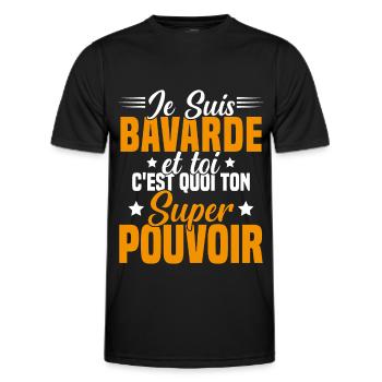Fille Bavarde Phrase Drôle Super Pouvoir Cadeau - T-shirt sport Homme - noir - Devant - AI Model Male 178 dark (178cm)