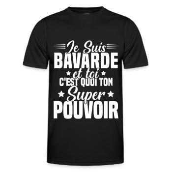 Fille Bavarde Phrase Drôle Super Pouvoir Cadeau - T-shirt sport Homme - noir - Devant - AI Model Male 178 dark (178cm)
